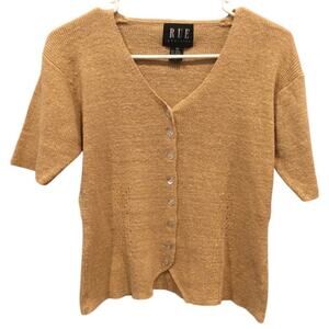 Vintage Rue Womens Short Sleeve Cardigan Medium Beige Fairy Grunge Cottagecore